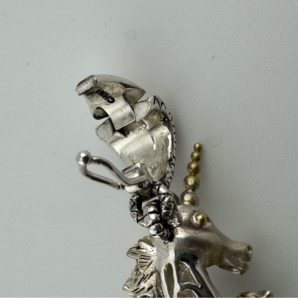 Barbara Bixby Sterling and 18 Karat Gold Unicorn Pendant Enhancer with Gemstones - Picture 9 of 11